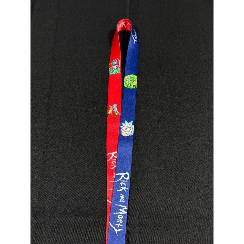 Rick and Morty Lanyard Keychain ID Badge Holder Blue Red with Rick Charm - Picture 4 of 6